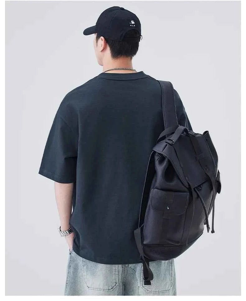 Versatile Heavyweight Henley Neck T-Shirt