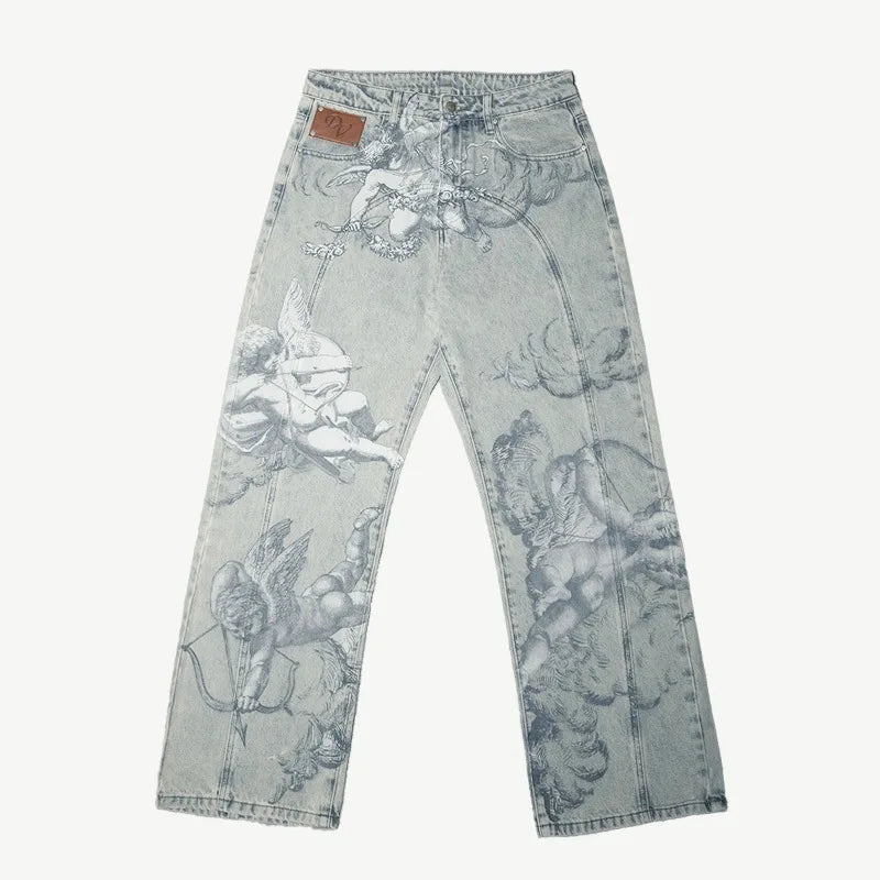 LUW Angel Retro Baggy Streetwear Unisex Jeans - Luxuryurbanwear
