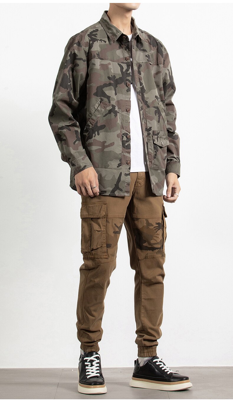 Classic Safari Camo Style Patch Pocket Jacket