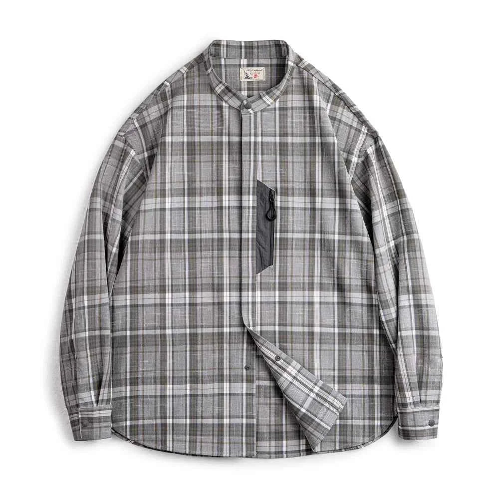 Vintage Retro Plaid Stand Collar Casual Shirt
