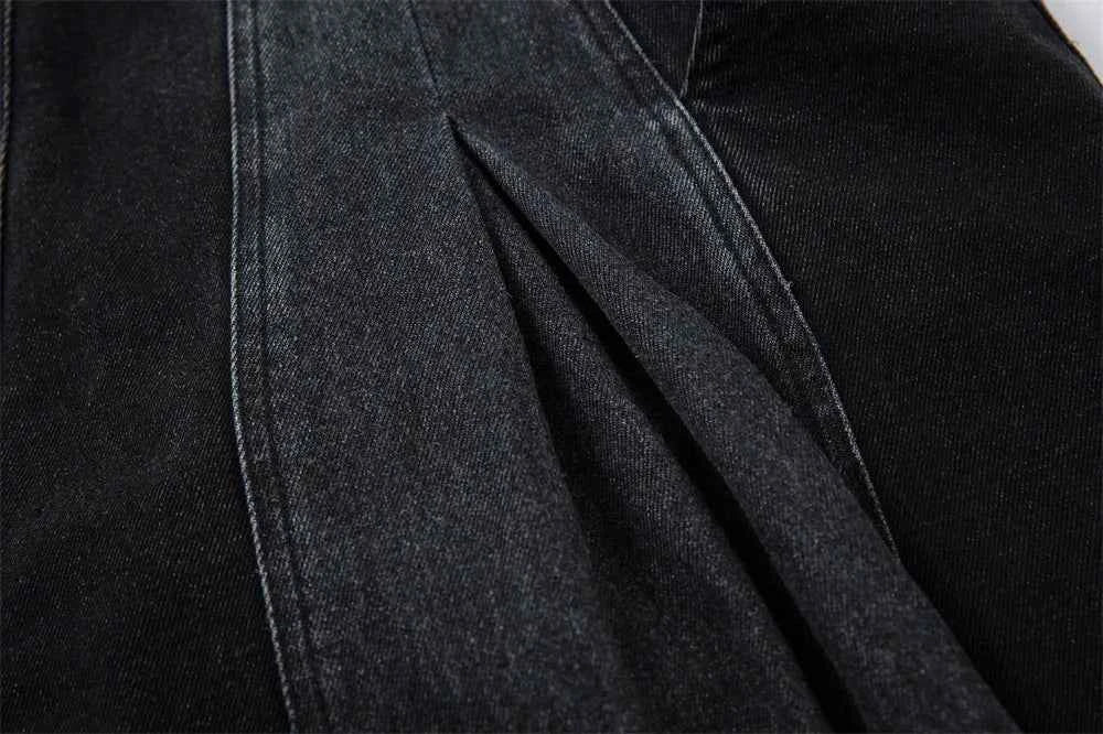 Removable Patchwork Distressed Loose Wide Leg Jeans