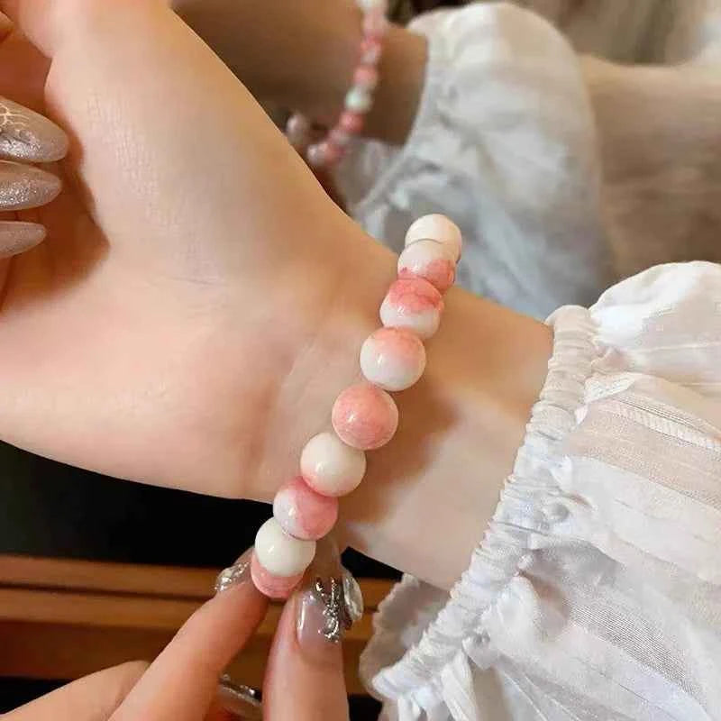 Sweet Pink Multi Color Glass Bead Bracelet