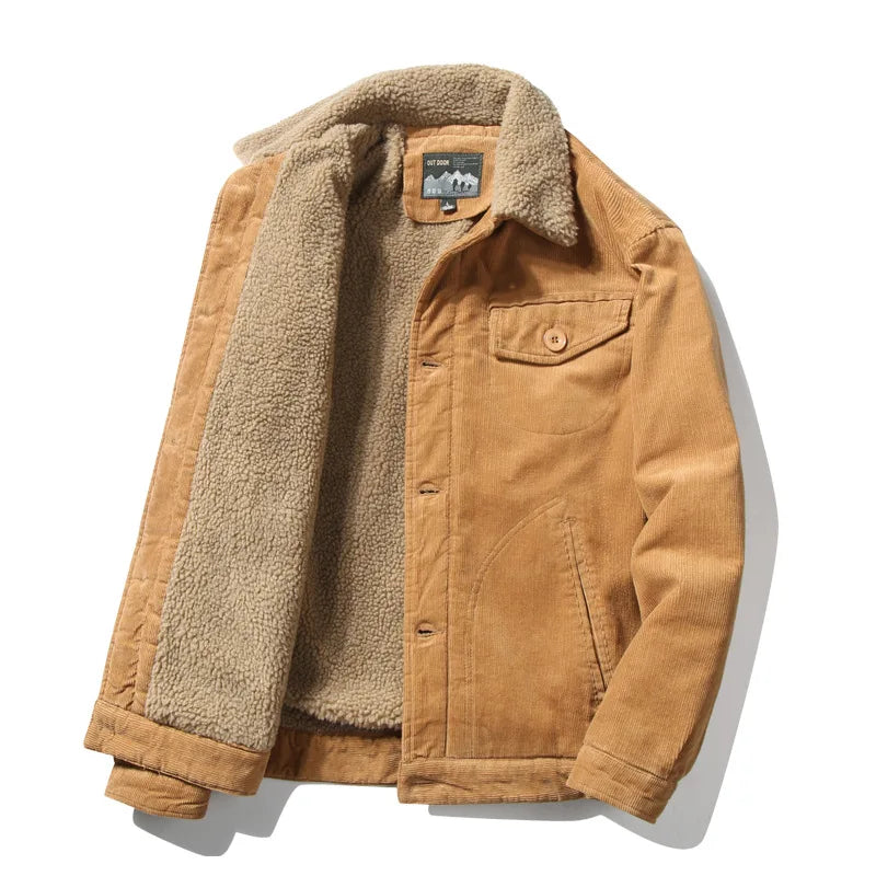 Corduroy Button Up Fleece Jacket