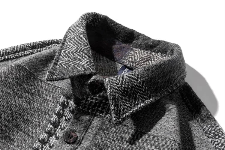 Retro Dark Color Plaid Shirt