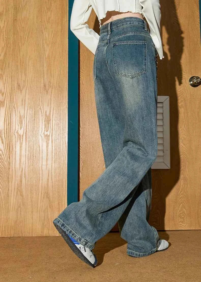 Durable Y2K Beaded High Waist Flare Jeans