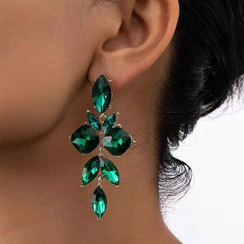 Elegant Sparkling Crystal Stone Drop Earrings