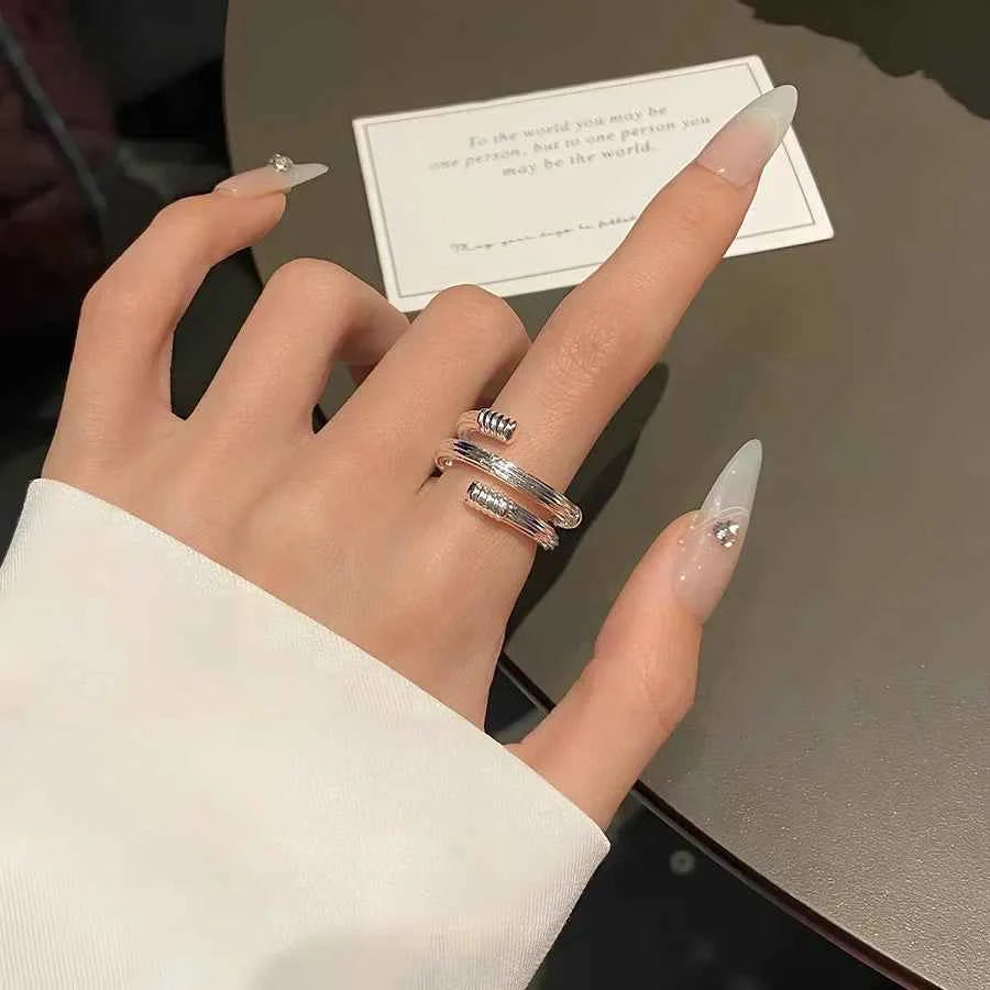 Women Geometric Skeleton Sterling Silver Ring