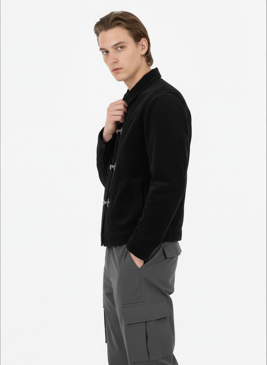 Retro Unique Metal Button Suede Lapel Bomber Jacket - 2538 - Luxuryurbanwear