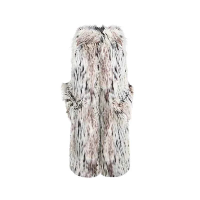 Luxury Leaopard Oversized Faux Fur Casual Pants