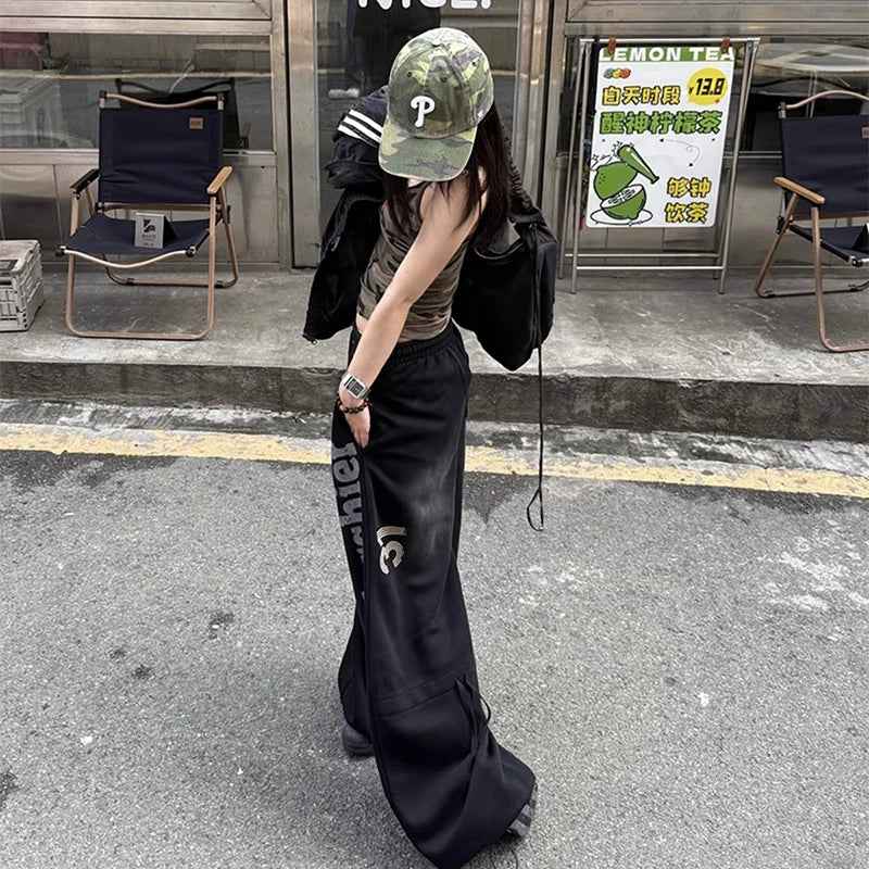 Gothic Street Aura Oversized Graphic Dance Sweatpants