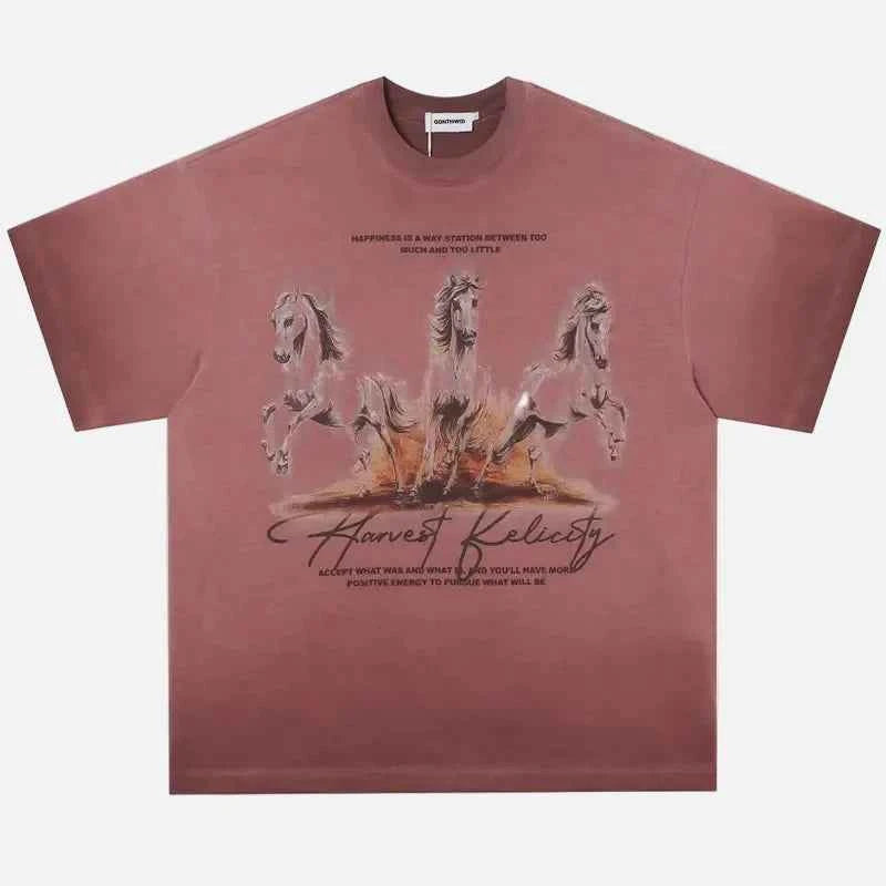 Streetwear Horse Graphic Tie Dye T-Shirt