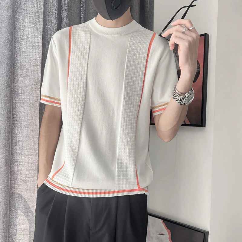 Classic Comfort Plaid Casual Short Sleeve Knit T-Shirt