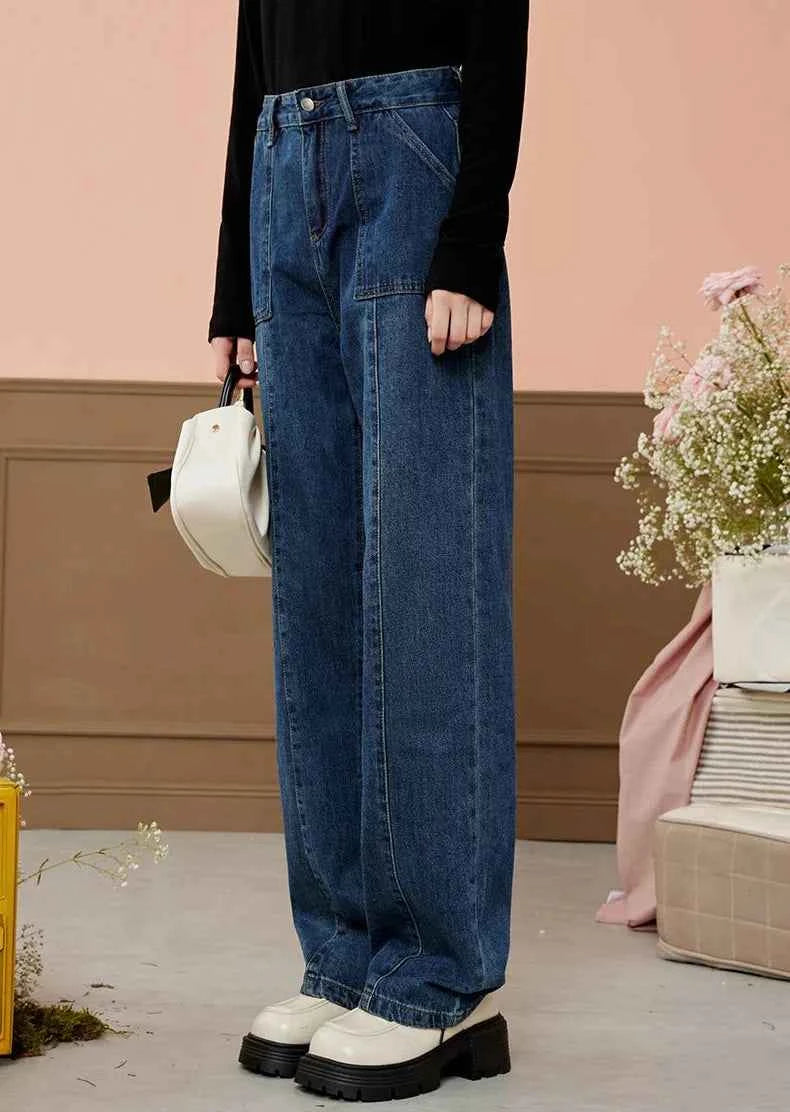Chic High Waist With Narrow Straight Leg Denim Jeans