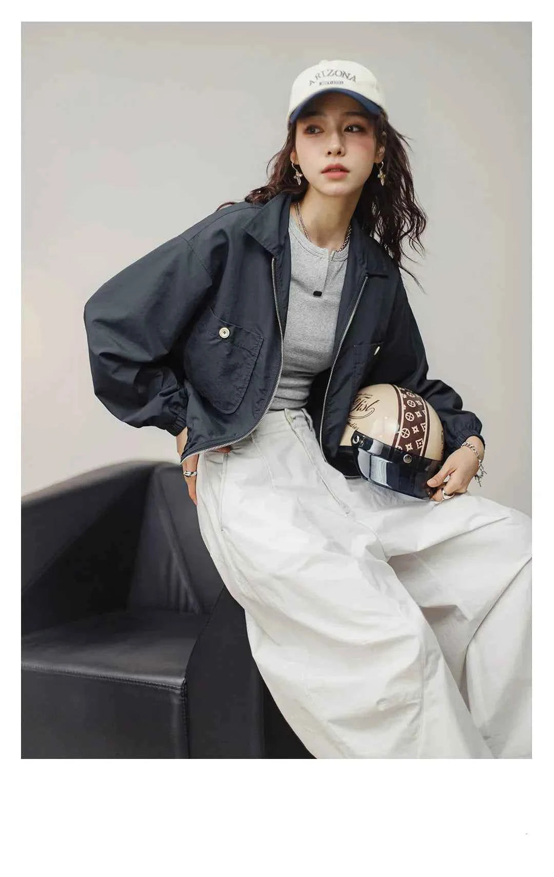 Women Casual Loose Baseball Jacket