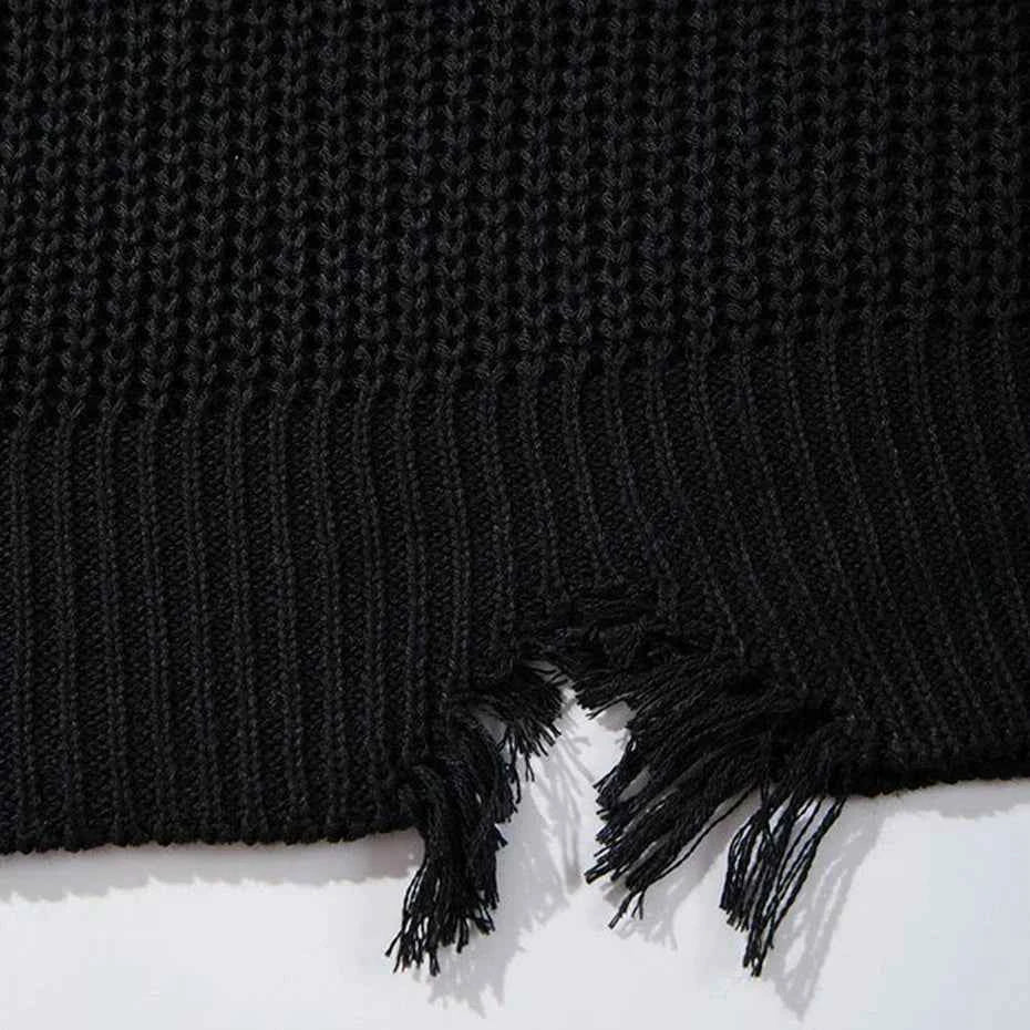 Gothic Oversized Skulls Graphic Sleevless Ripped Sweater