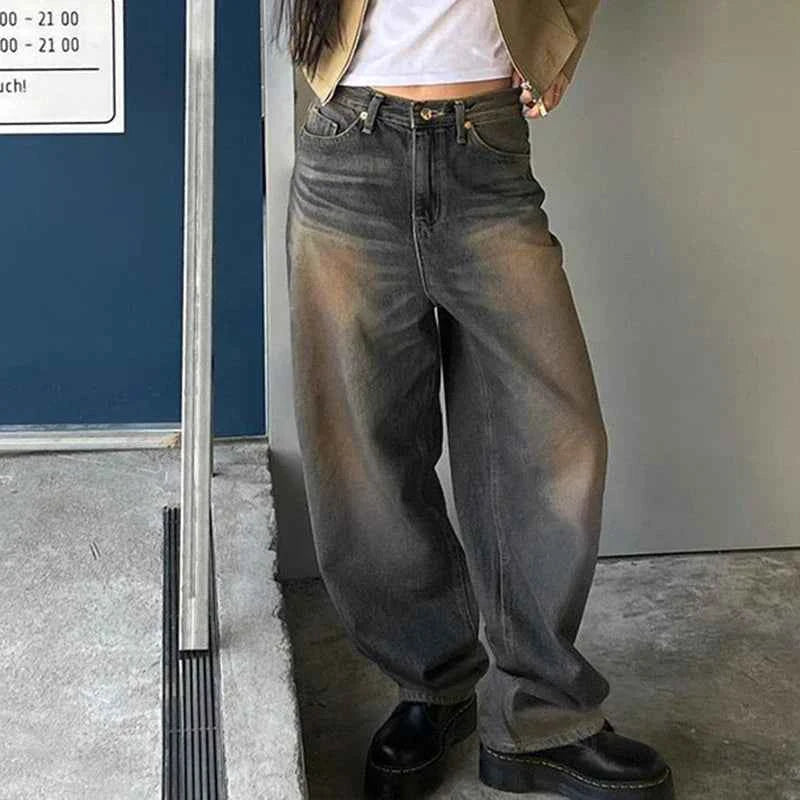 Gradient Color Low Waist Straight Jeans