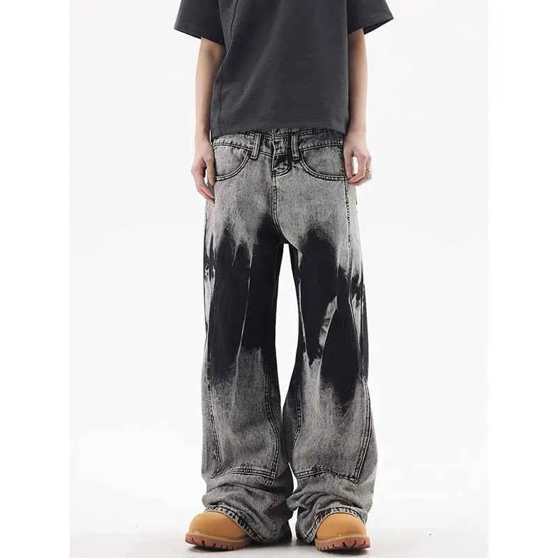 Vintage Patchwork Tie Dye Wide Jeans
