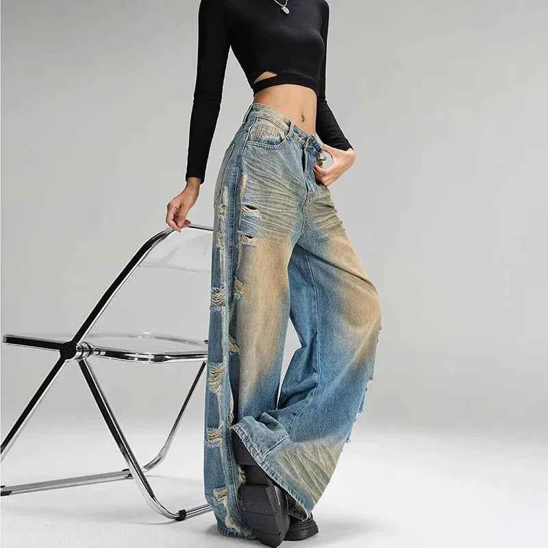 Signature High Waisted Ripped Denim Jeans