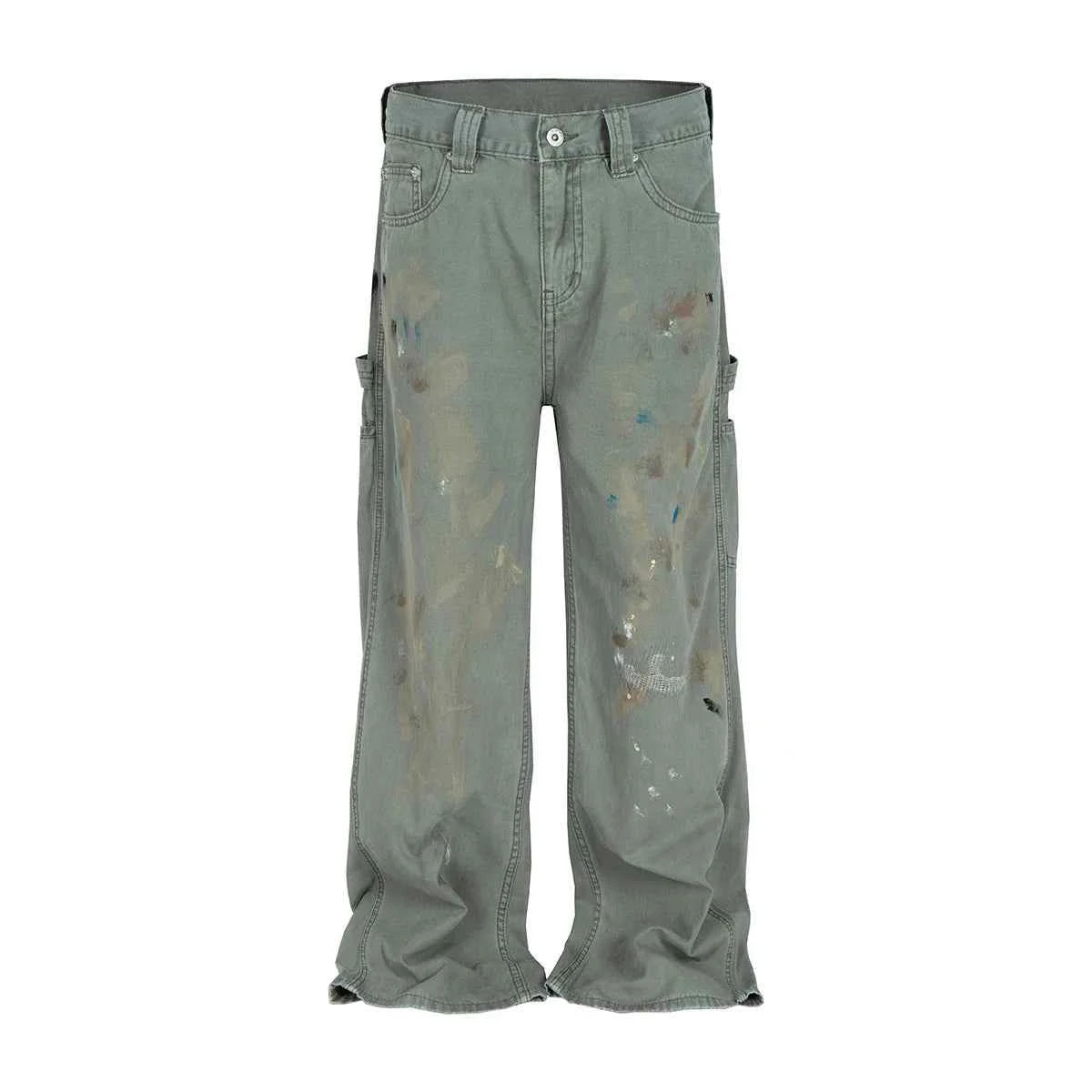 Vintage Ice Distressed Ink Splash Cargo Jeans