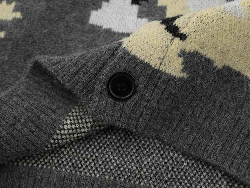 Winter Streetwear Camouflage Knitwear Cardigan