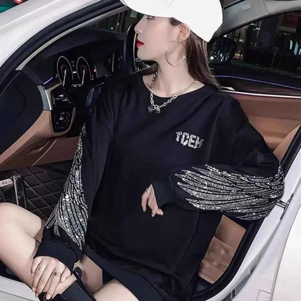 Diamond Angel Wing Loose Sweatshirt