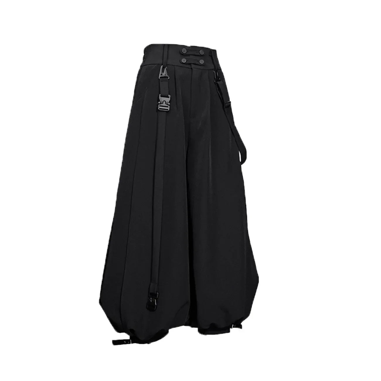 Black Tapered Loose-Fit Wide Leg Pants