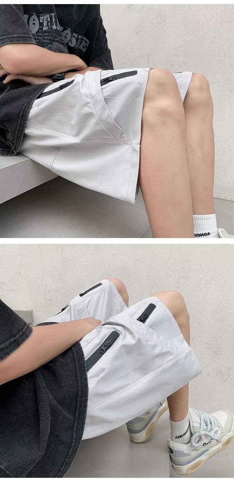 Multi Zipper Style Elastic Waist Shorts