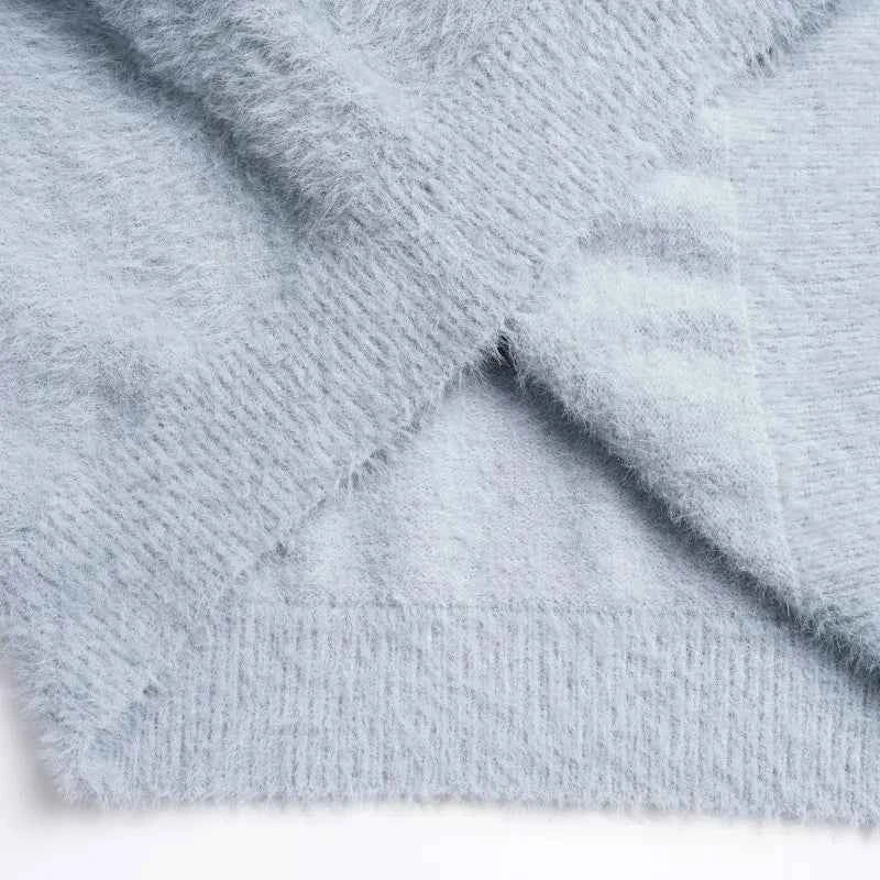 Women Cozy Fuzzy Butterfly Knitted Casual Sweater