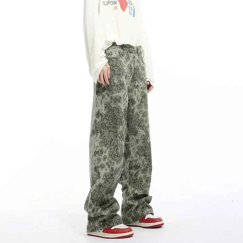 Effortless Hip Hop American Style Leopard Jeans