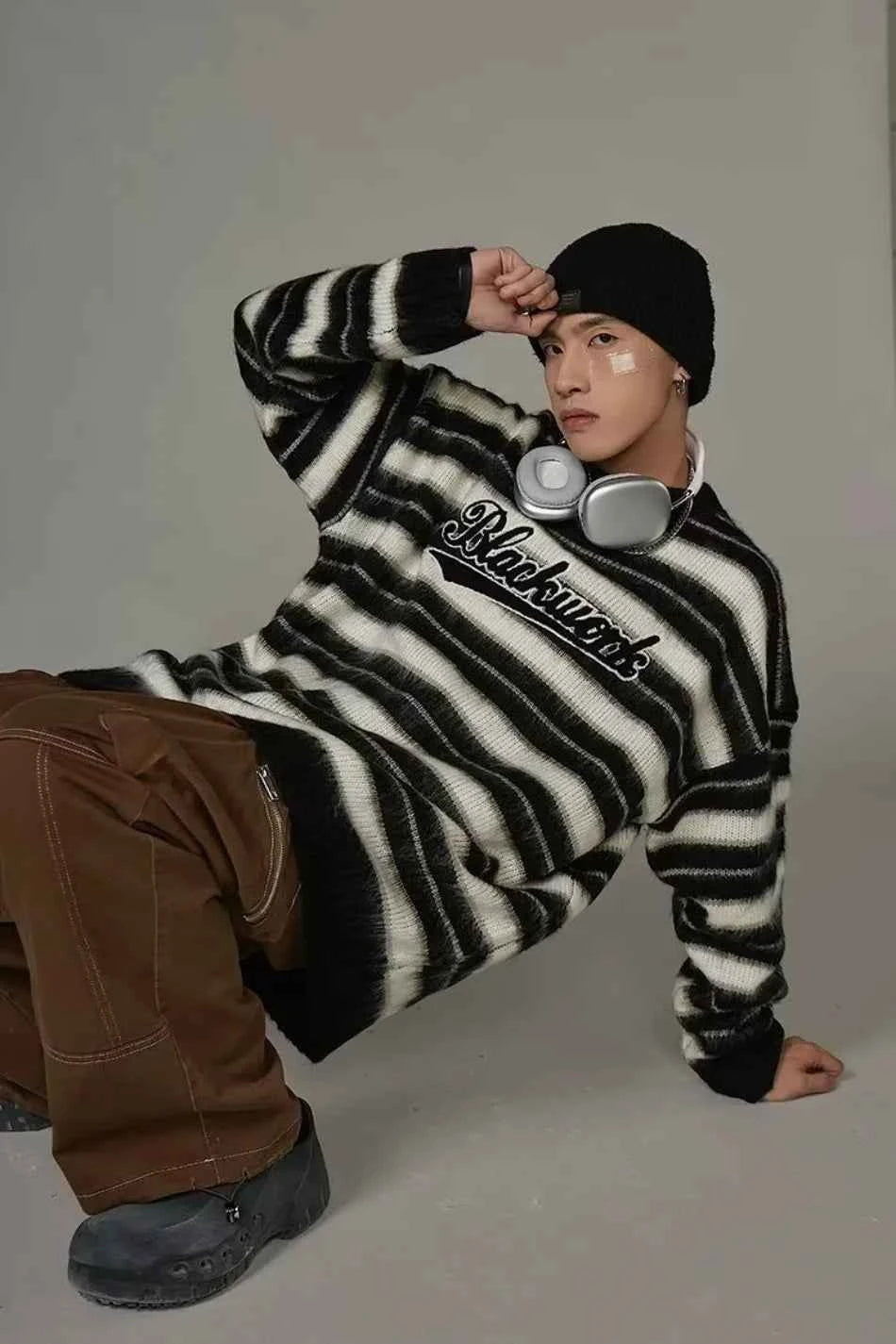 Vintage American Style Striped Knitted Sweater