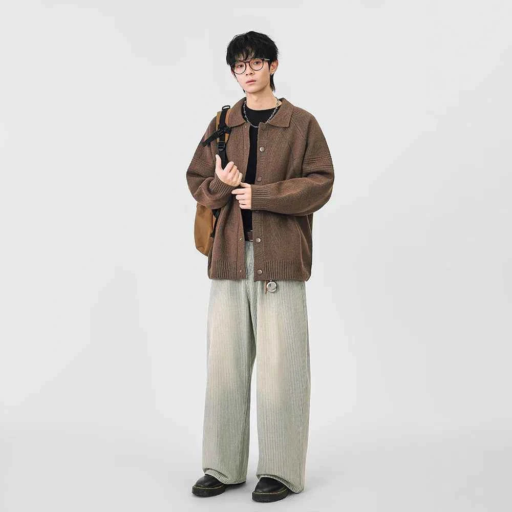 Versatile Solid Color Button Front Knitted Cardigan