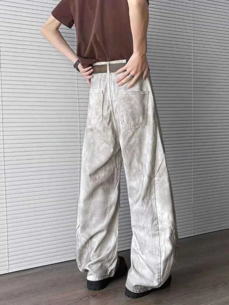 Straight & Sleek Washed White Baggy Jeans