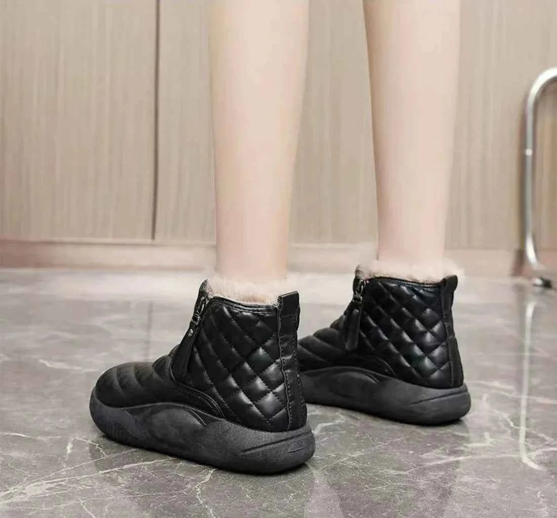 Chunky Winter Quilted Snow Zipper Boot