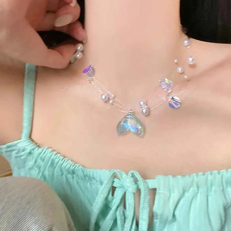 Vibrant Acrylic Summer Beach Fish Tail Necklaces