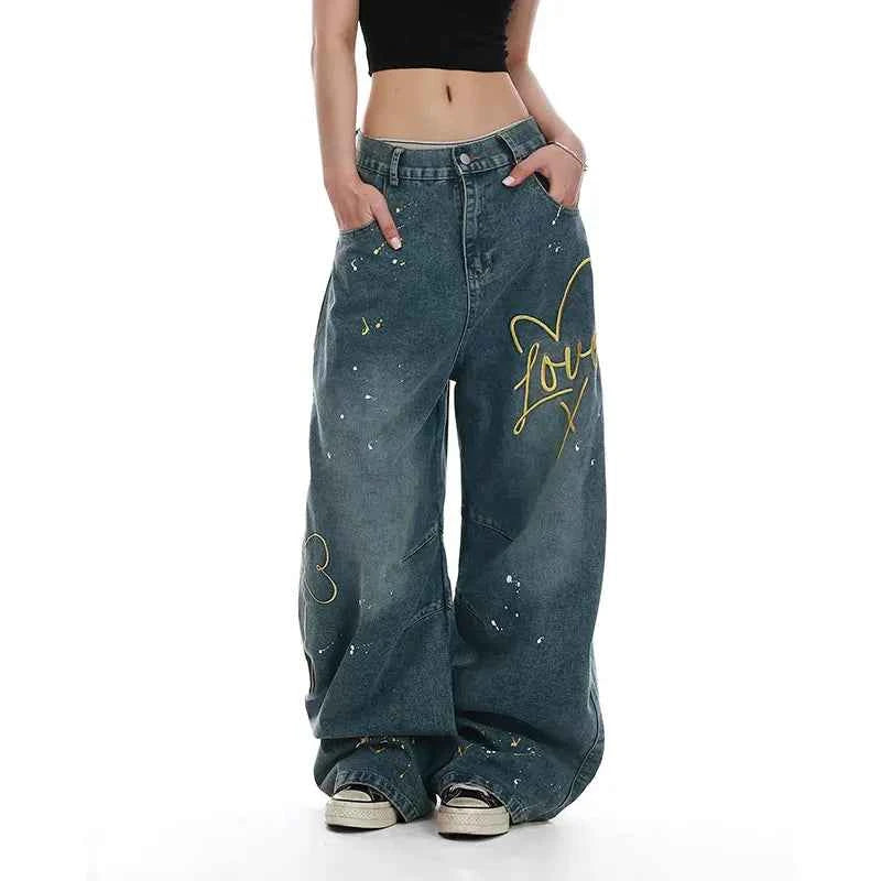 Y2K Women Streetwear Vintage Oversize Blue Denim Jeans