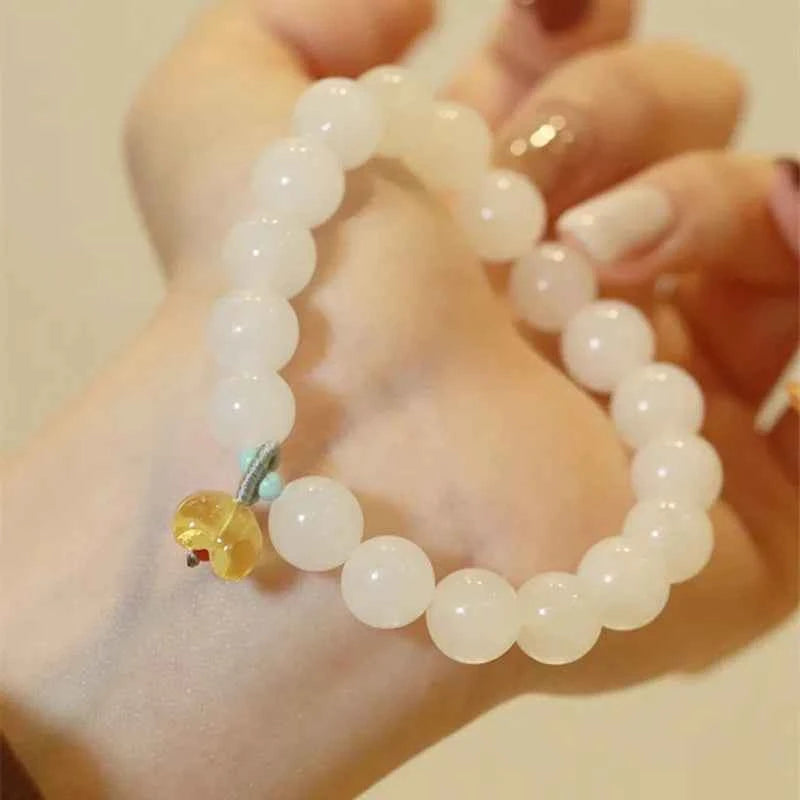 Elegant White Jade Beaded Bracelet