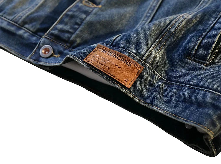 Embroidered Turn Down Collar Loose Denim Jacket