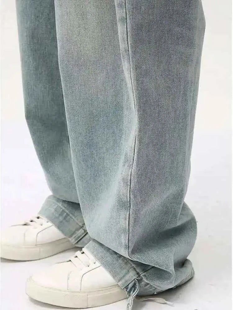 Stylish Splicing Straight Leg Denim Jeans