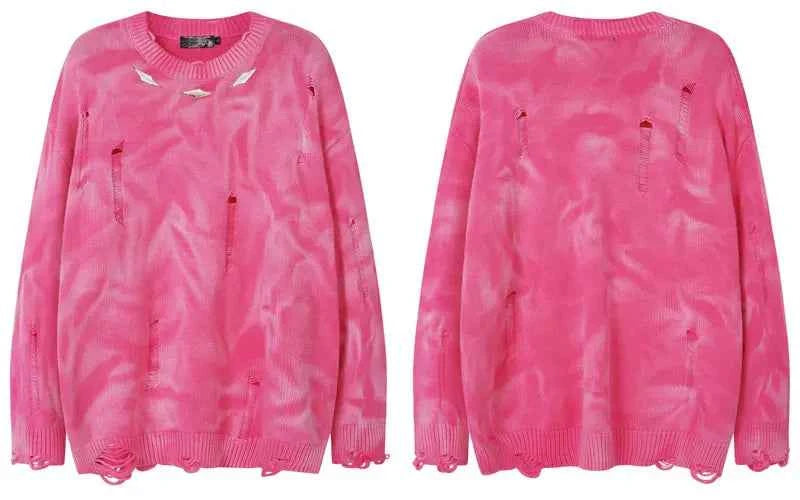 Y2K Signature Grunge Oversized Ripped Knitted Sweater
