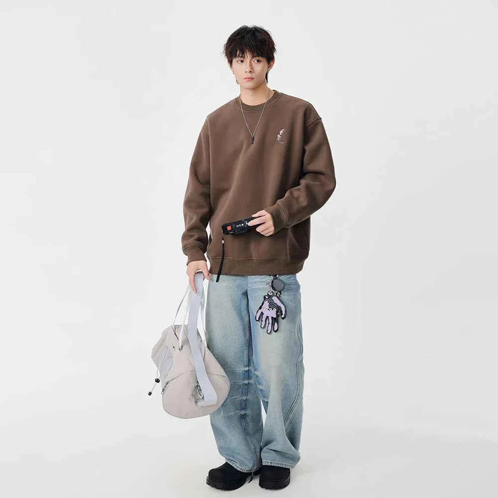 Soft Embroidered Crew Neck Sweatshirt