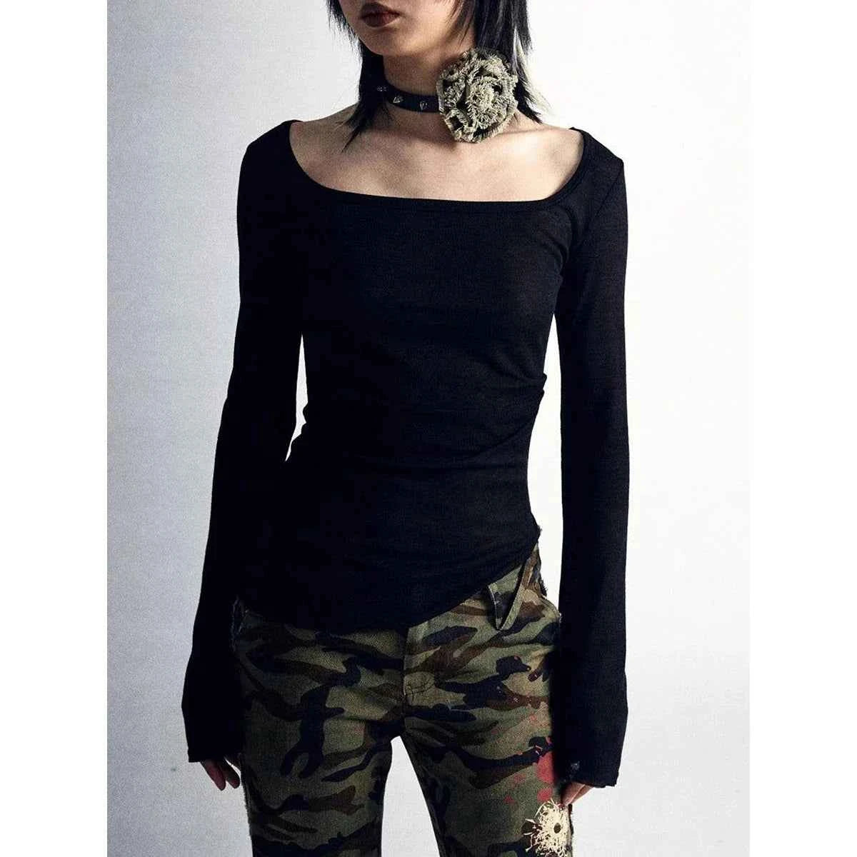Vintage Retro Flare Sleeve Square T-Shirt
