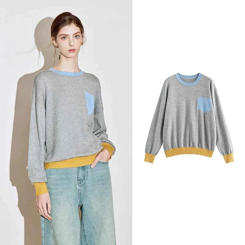 Color Blocked Knitted Pullover Sweater