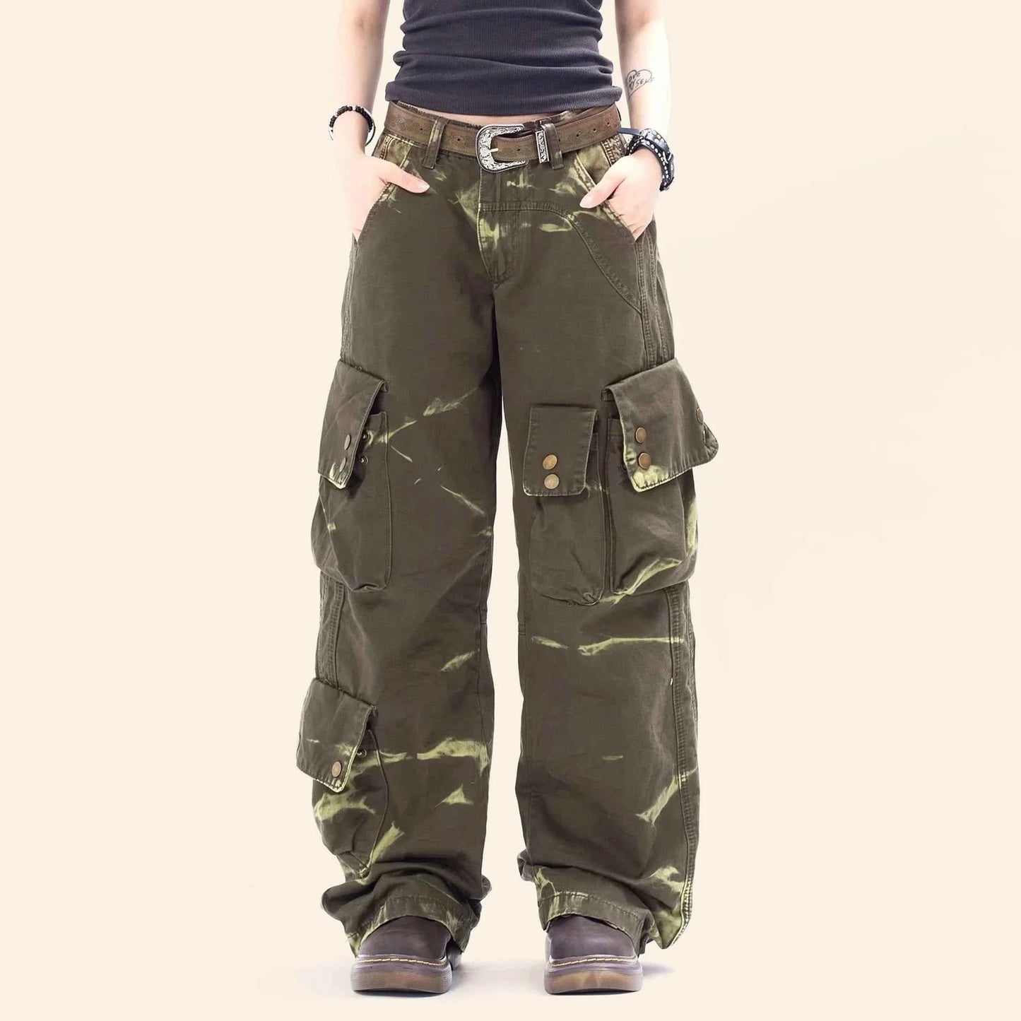 Y2K Chic Luxury Vintage Tie Dye Cargo Jeans