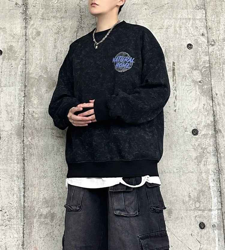 American Style Hip Hop Foam Print Sweatshirt