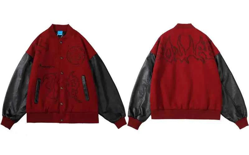 Y2K Versatile Patchwork Hip Hop Varsity Leather Jacket