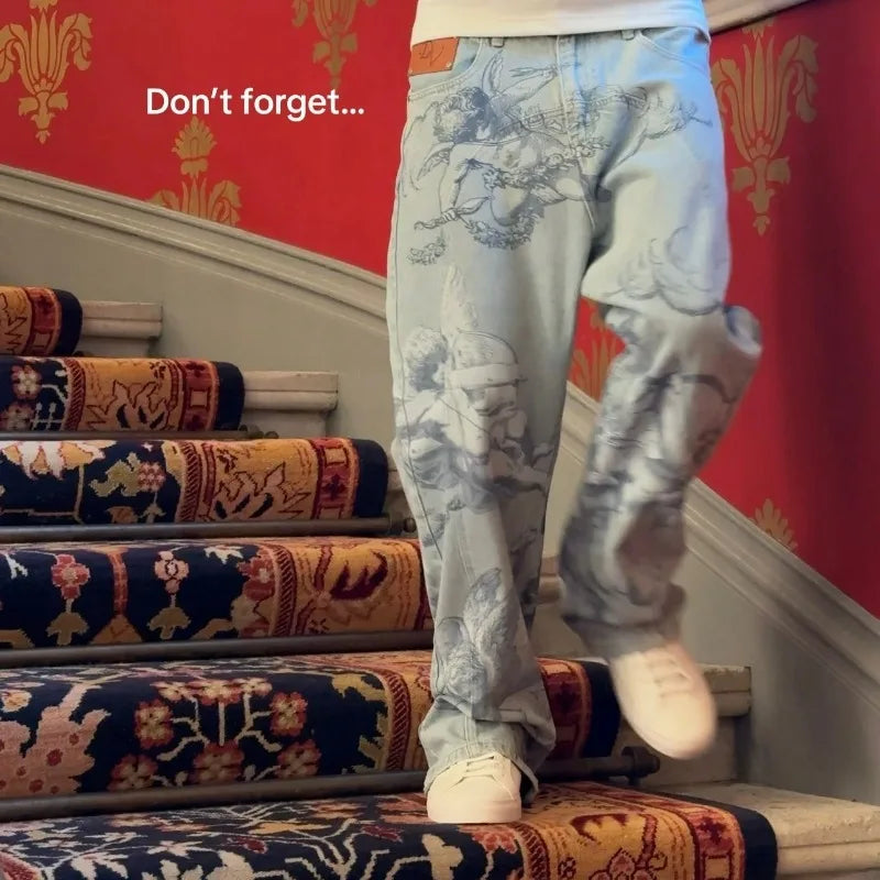 LUW Angel Retro Baggy Streetwear Unisex Jeans - Luxuryurbanwear