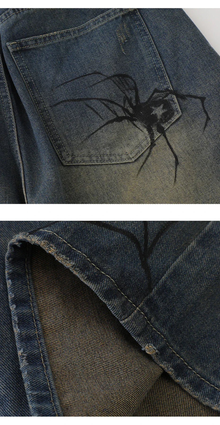 Nodok Spider Cobweb Blue Jean Shorts