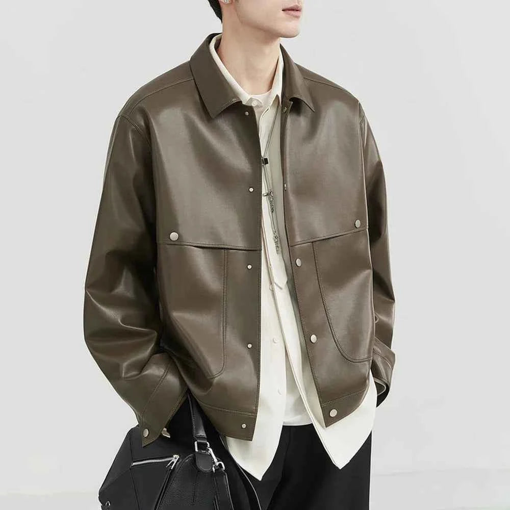 Versatile Mens Moto Biker Leather Jacket