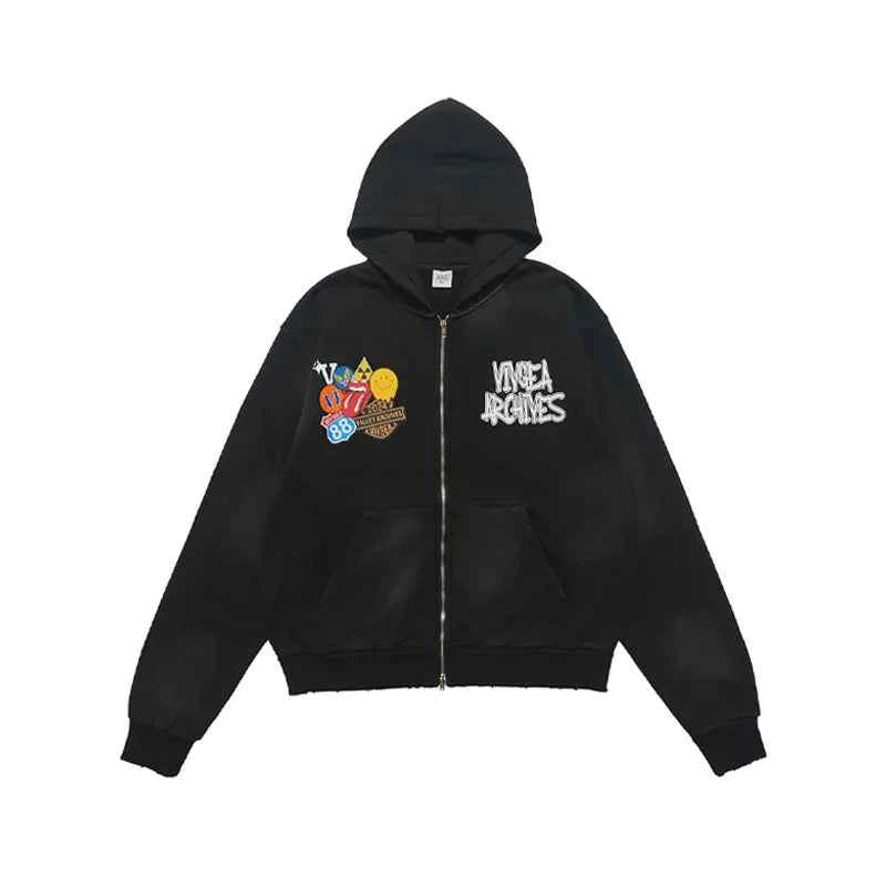 Cozy Bold American Style Painted Hoodied Sweatshirt