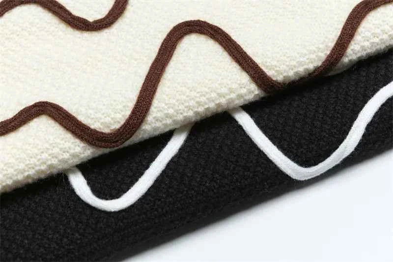 Oversized Wave Pattern Knit Jumper Sweater